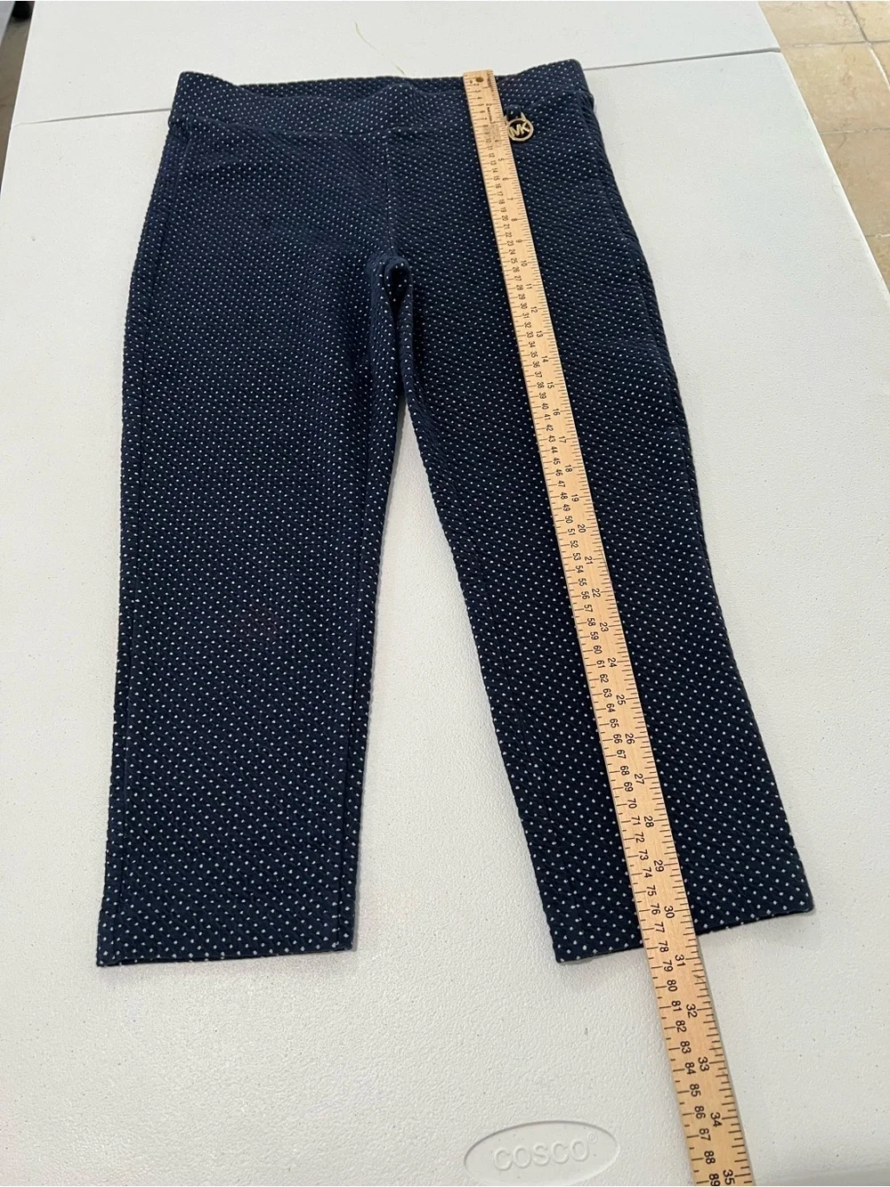 Michael Kors Navy Polka Dot Stretch Leggings with Gold Logo